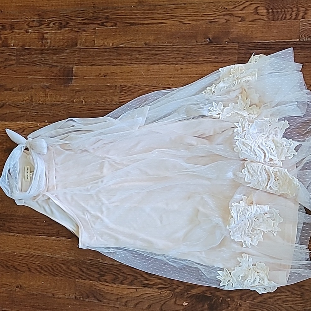 Southern Fried Chics Halter Blush Dress with Lace Details